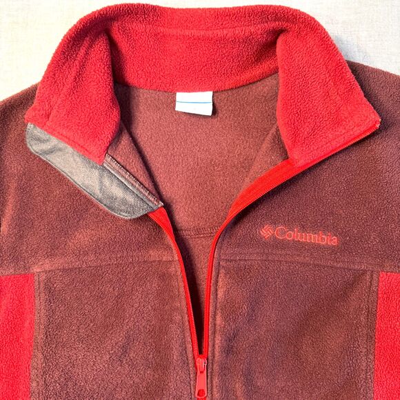Columbia Ramshackle Fleece Jacket Men's Med Red Maroon Zipper Pockets‎ 2000s Y2K - Picture 3 of 13